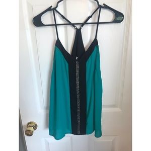 Teal and black tank top